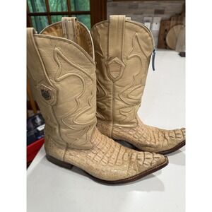 Wild West Western Boots Tan Cream Exotic Croc Men's Sz 7 EE